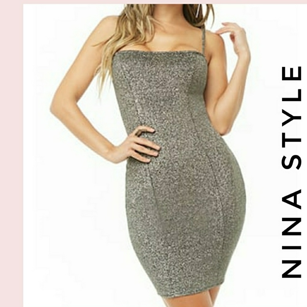 NEW Silver Bodycon Cocktail Dress